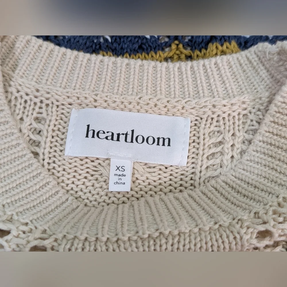 Heartloom Rossini Cable Stitch Pullover Sweater XS Fall Autumn Stripe Relaxed - Picture 10 of 12